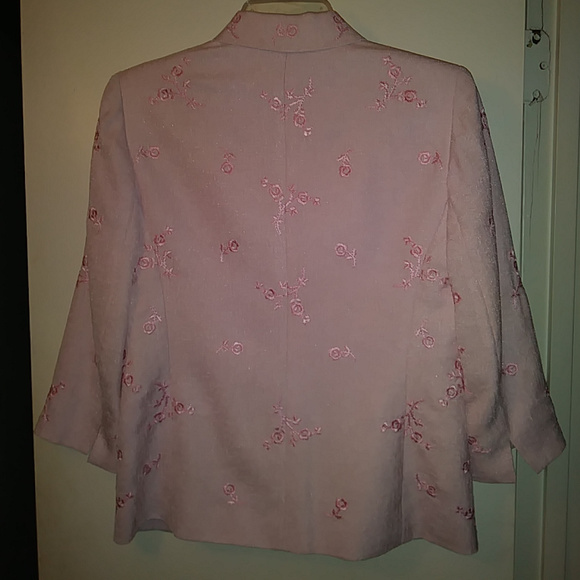 Vintage Kasper A.L.S. Petite Powdery Pink Embroidered Jacket - Picture 6 of 8